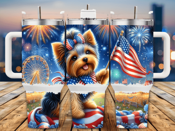 4th of July Yorkie Patriotic 40oz Tumble
