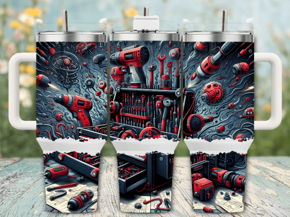 Abstract Red Tools Box 40oz Tumbler Wrap
