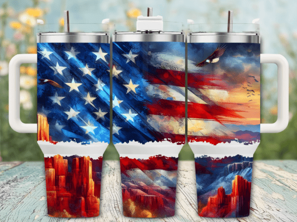 American Flag Desert Scene 40oz Tumbler Graphics