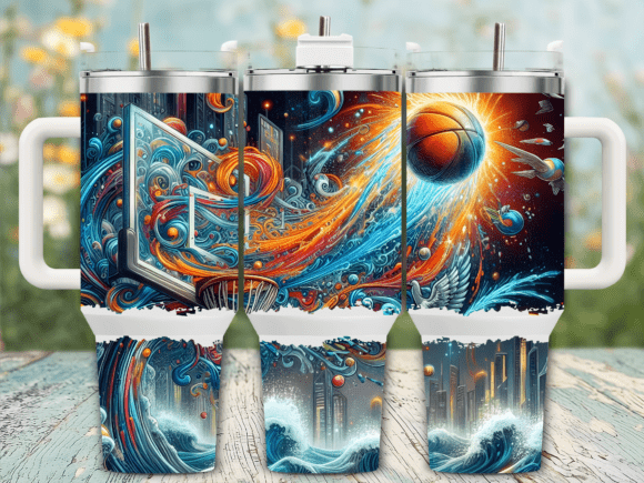 Basketball Galaxy Cityscape Graphics & Tumbler Wraps