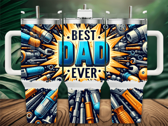 Best Dad Ever Comic Style Graphics for Tumbler Wraps