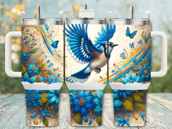Blue Jay Butterflies Tumbler Wraps & Graphics