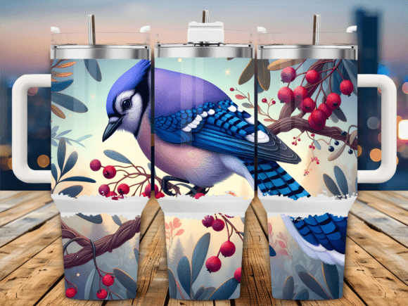 Blue Jay on Berry Branch 40oz Tumbler