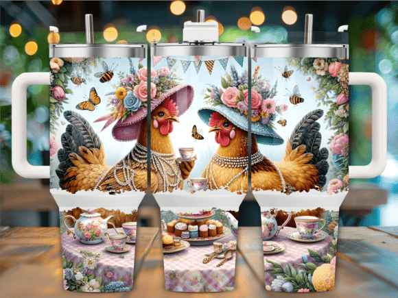 Boho Mushroom Chicken Graphics for Tumbler Wraps