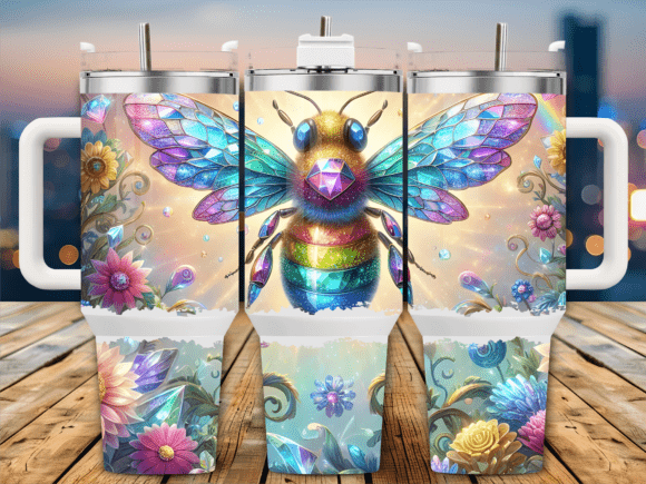Bumblebee on Purple Flowers Tumbler Wraps & Graphics
