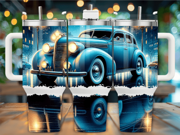 Classic Night Cruise Car Graphics for Tumbler Wraps