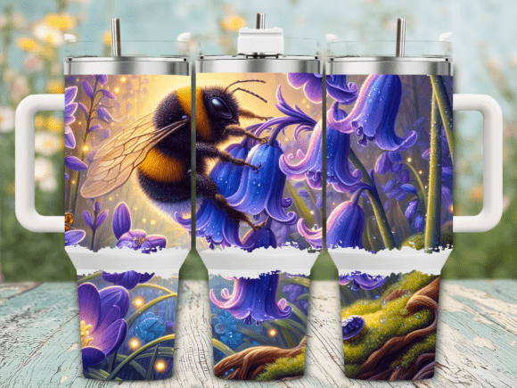 Colorful Bee Flowers Tumbler Wraps Graphics