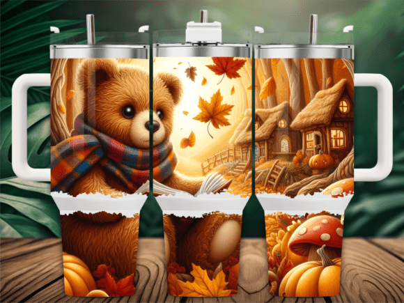 Cute Cozy Autumn Bear Tumbler Wraps & Graphics