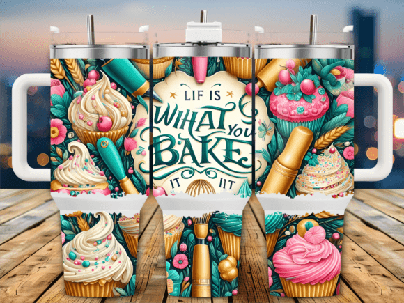 Cute Cupcakes Baking Quote Graphics for Tumbler Wraps