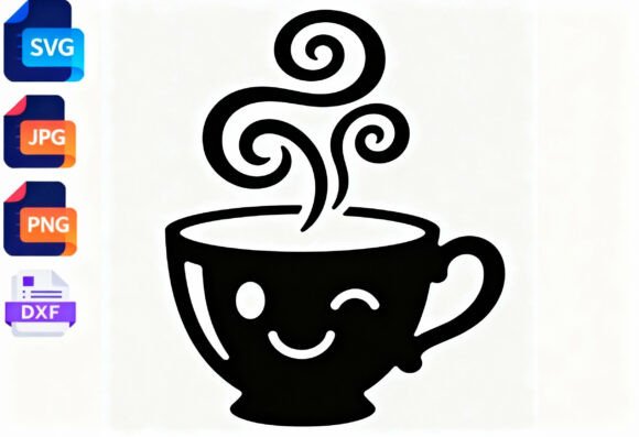 Cute Winking Coffee Cup SVG for Crafts