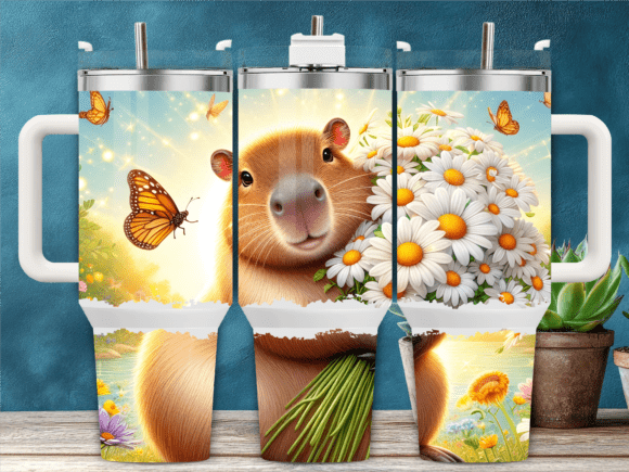 Daisy Capybara Butterflies 40oz Tumbler