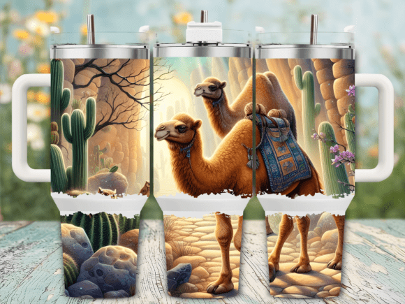 Desert Camel Cactus Tumbler Wraps & Graphics