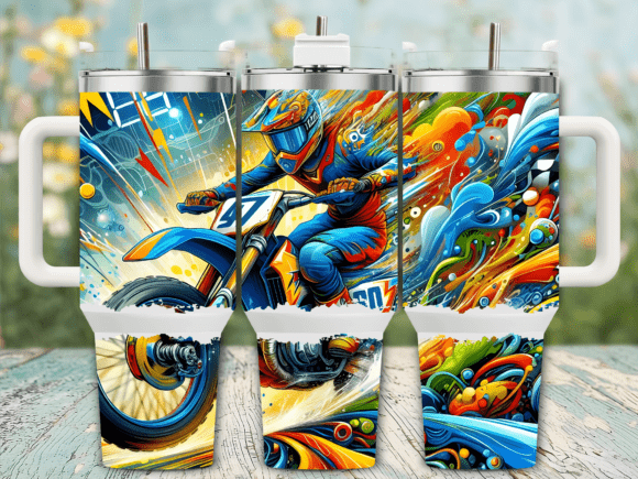 Dirt Sport Bike Explosion 40oz Tumbler Graphics