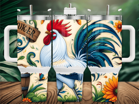 Farmhouse Rooster Sunflower Tumbler Wraps & Graphics