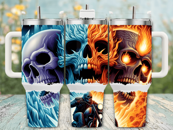 Fiery Skull Flames Graphics for Tumbler Wraps