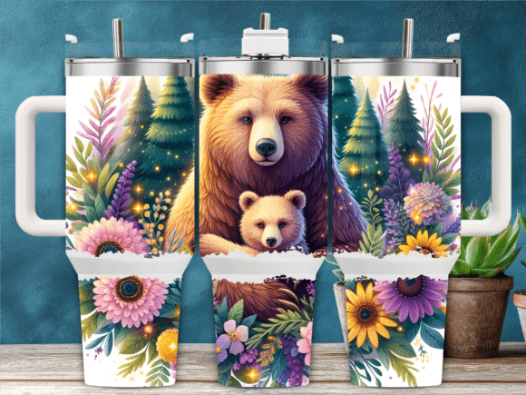 Floral Mama Bear Tumbler Wraps & Graphics