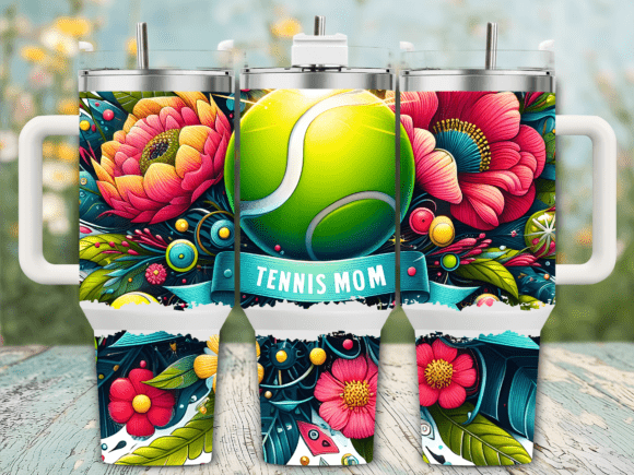 Floral Tennis Mom Graphics for Tumbler Wraps