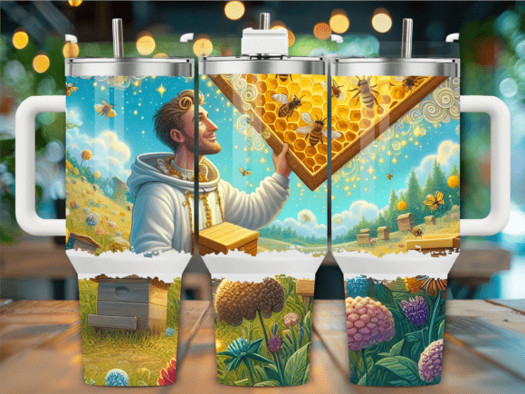 Honey Harvesting Beekeeper Graphics & Tumbler Wraps