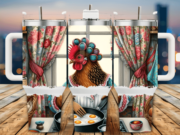 Kitchen Rooster Window 40oz Tumbler Wrap Graphics