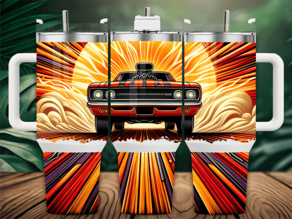 Muscle Car Retro Speed Tumbler Wraps & Graphics