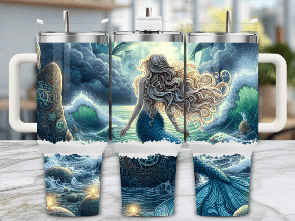 Ocean Mermaid Night 40oz Tumbler Wrap