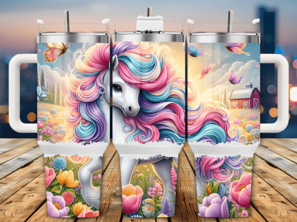 Rustic Barn Pony Western 40oz Tumbler Graphics
