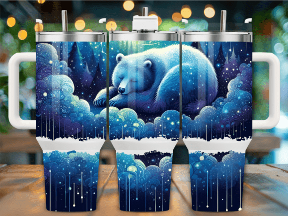 Sleeping Polar Bear Night: Graphics for Tumbler Wraps