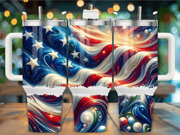 Wavy Red White Blue Galaxy 40oz Tumbler Graphics