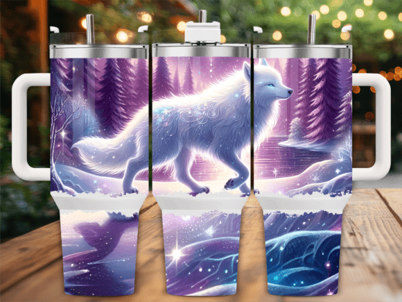 White Wolf Snow Forest 40oz Tumbler Wrap