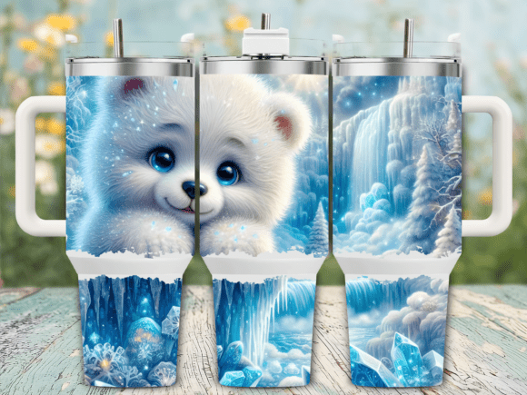 Winter Ice Polar Bear Tumbler Wraps Graphics