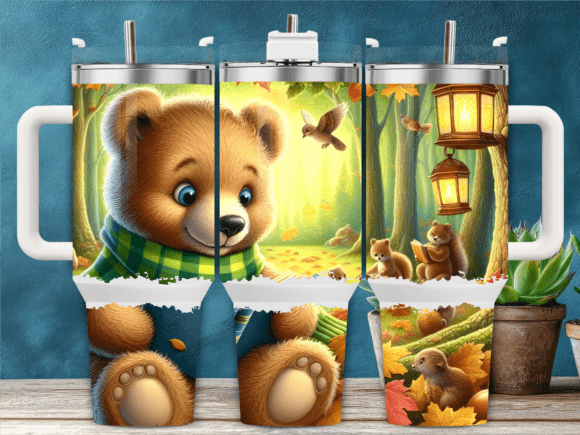 Woodland Baby Bear Forest Tumbler Wraps & Graphics